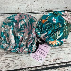 NWT Satin Reversible Bonnets set of 2